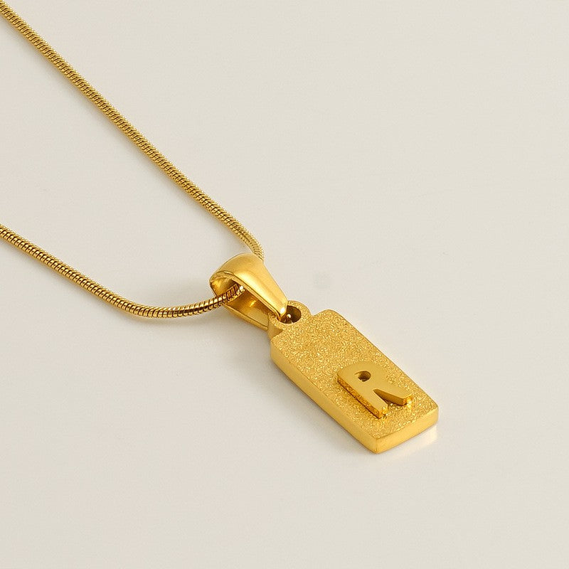 Classy Sandblasted Rectangle Initial Necklace