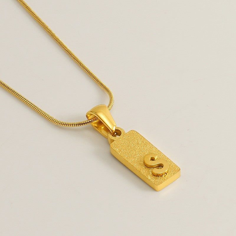 Classy Sandblasted Rectangle Initial Necklace