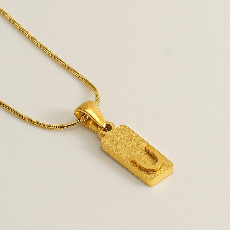 Classy Sandblasted Rectangle Initial Necklace
