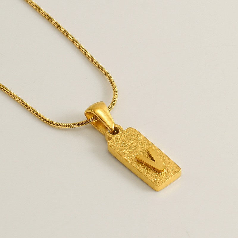 Classy Sandblasted Rectangle Initial Necklace