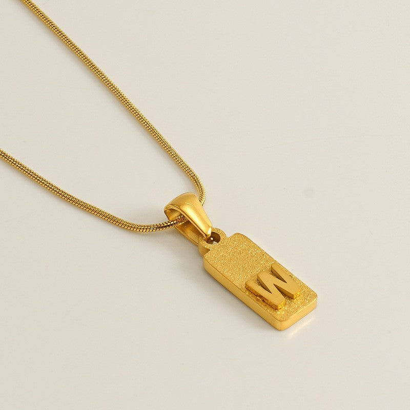 Classy Sandblasted Rectangle Initial Necklace