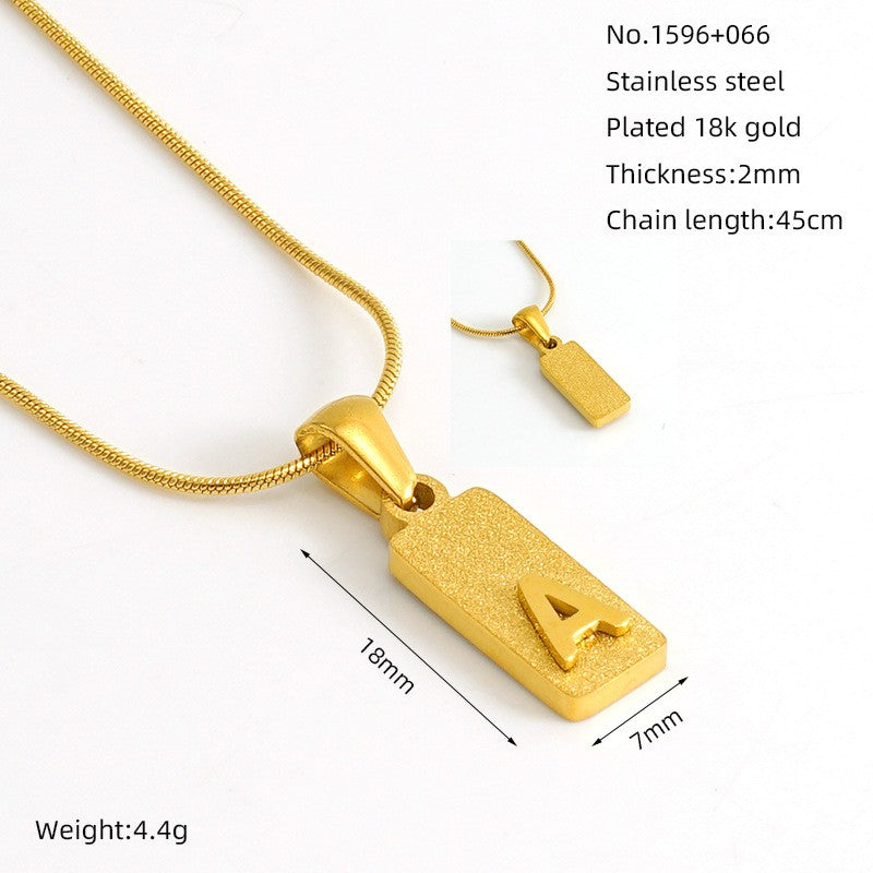 Classy Sandblasted Rectangle Initial Necklace