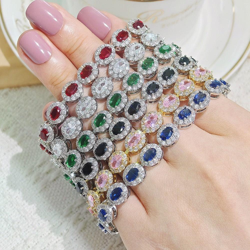 Classy Multicolor Oval Halo Bracelet