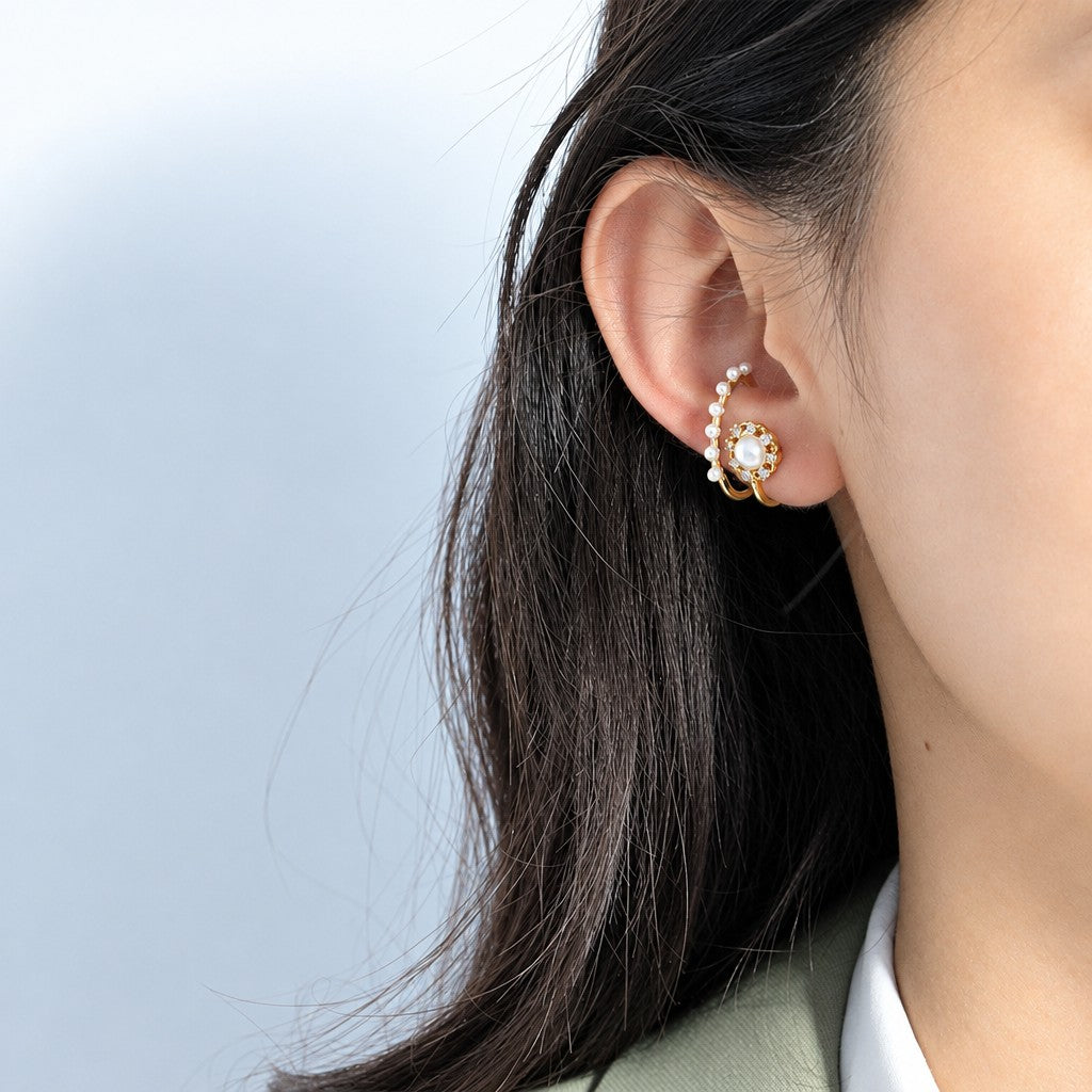 Classy Faux Pearl Geometric Hoop Earrings