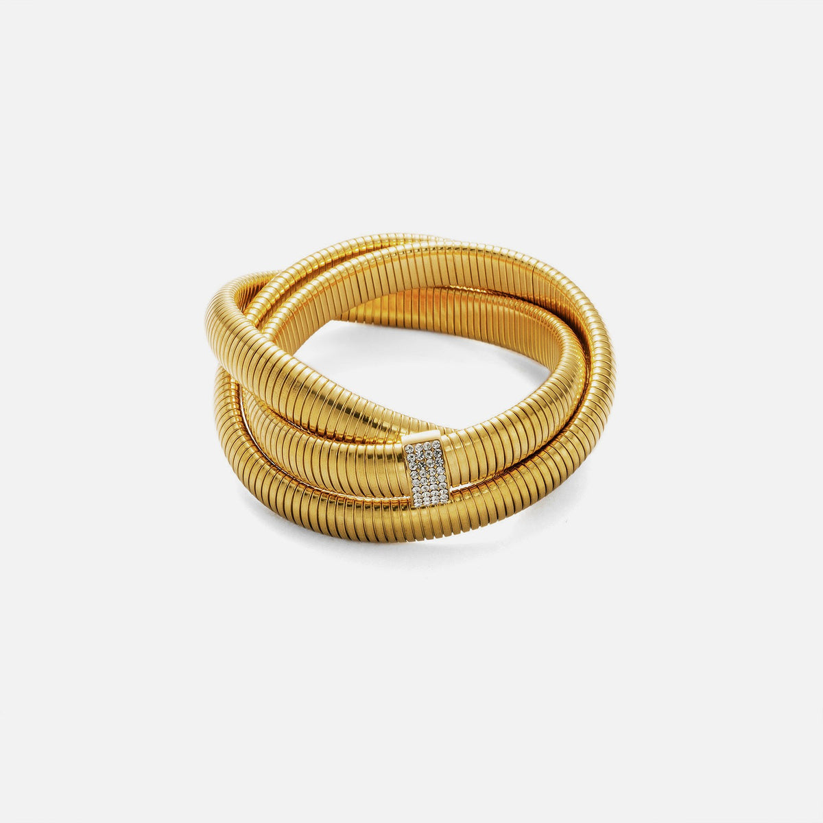 Classy Pavé Rhinestone Coil Choker Necklace