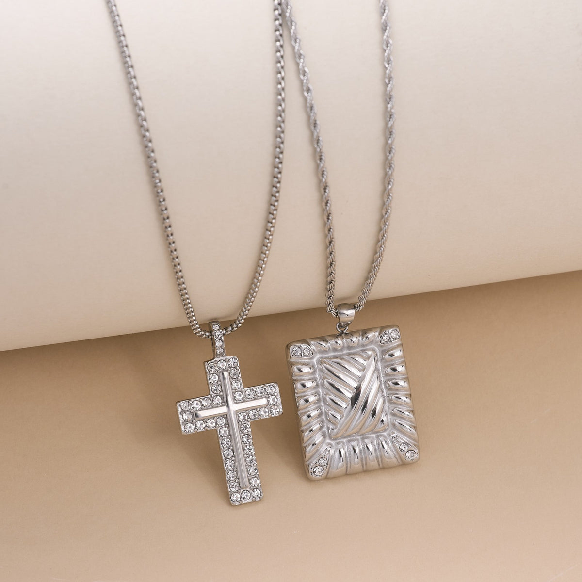 Classy Paved Cross Pendant Necklace