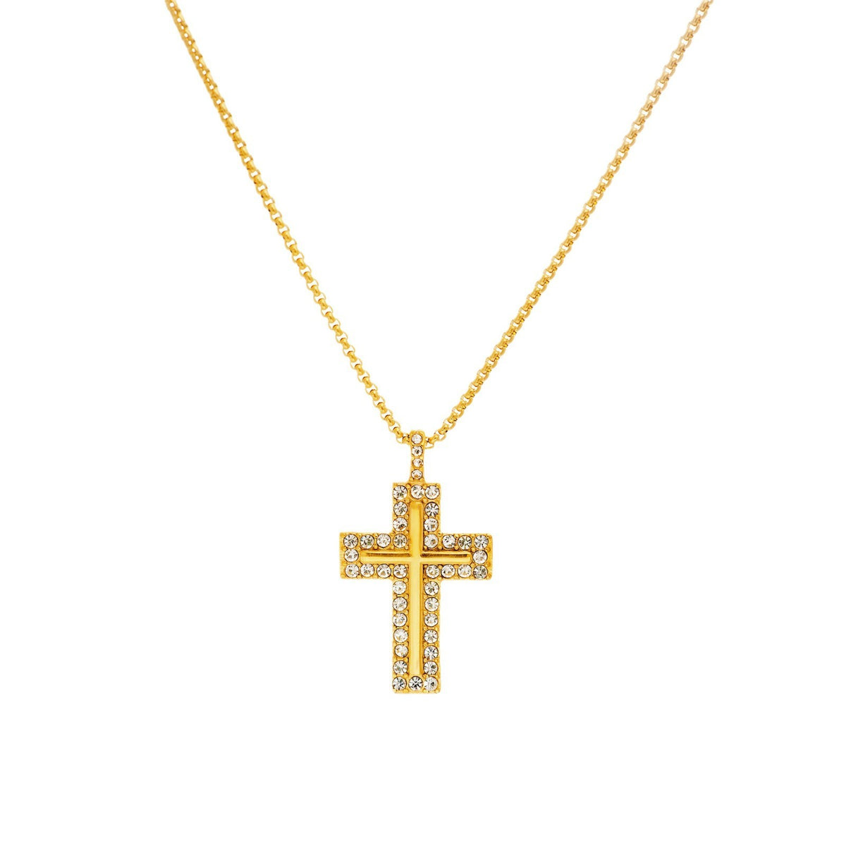 Classy Paved Cross Pendant Necklace