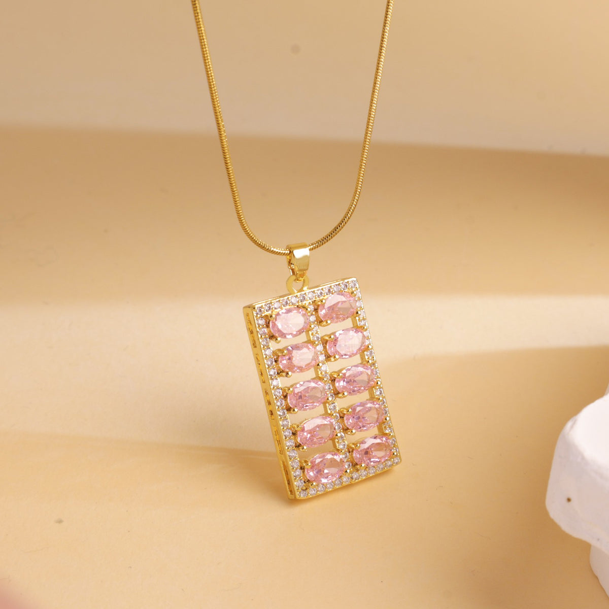Romantic Crystal Square Pendant Necklace