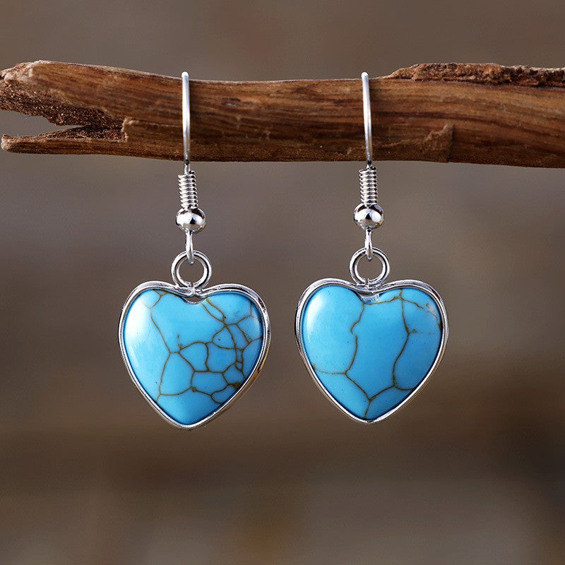 Romantic Natural Stone Heart Drop Earrings