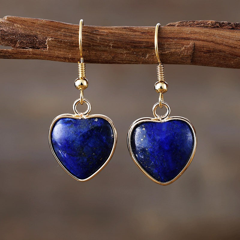 Romantic Natural Stone Heart Drop Earrings
