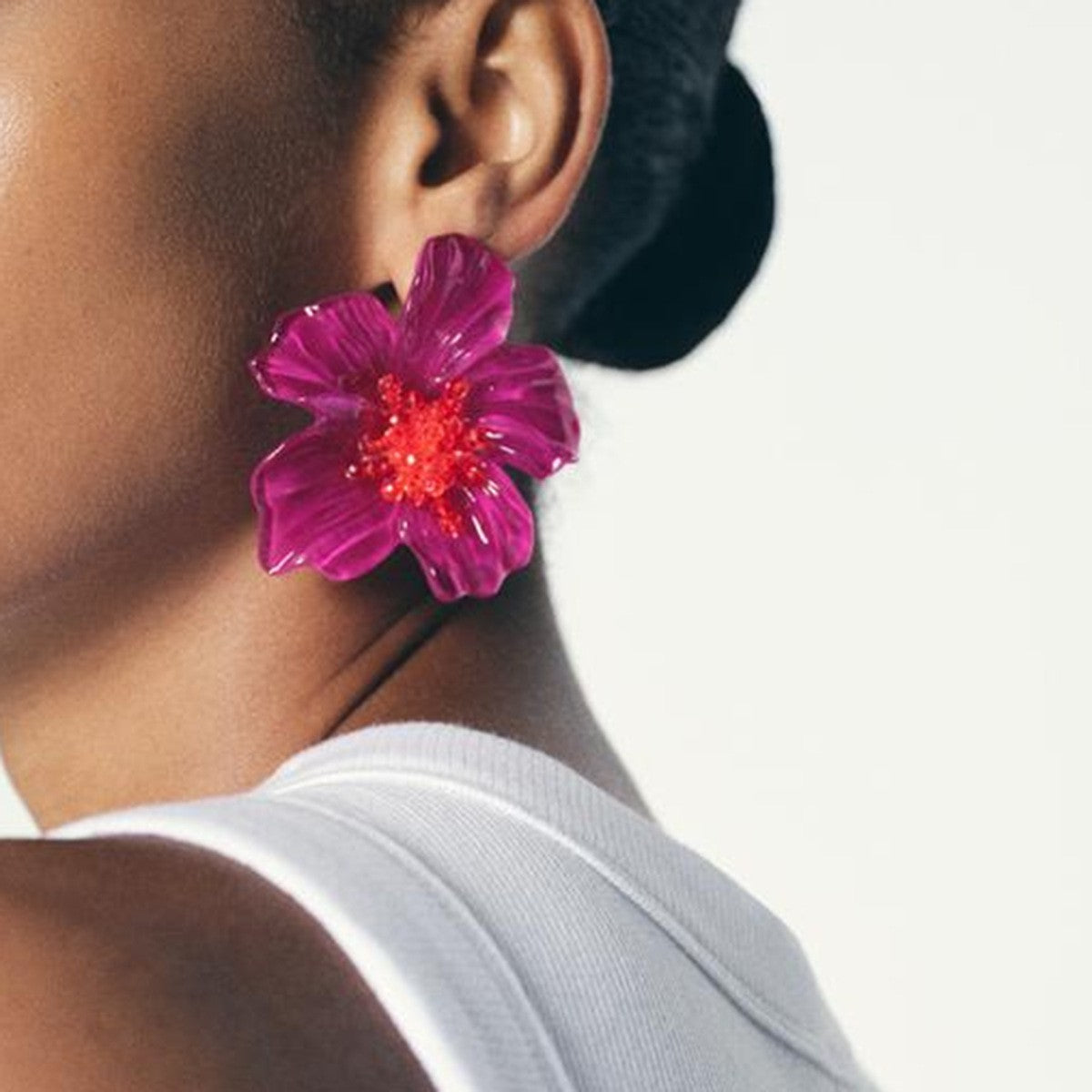 Statement Translucent Acrylic Flower Stud Earrings