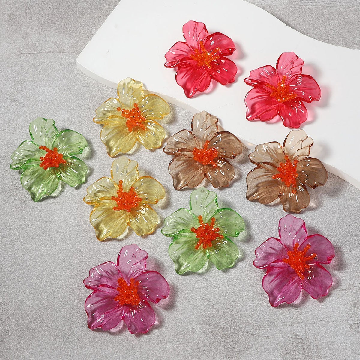 Statement Translucent Acrylic Flower Stud Earrings