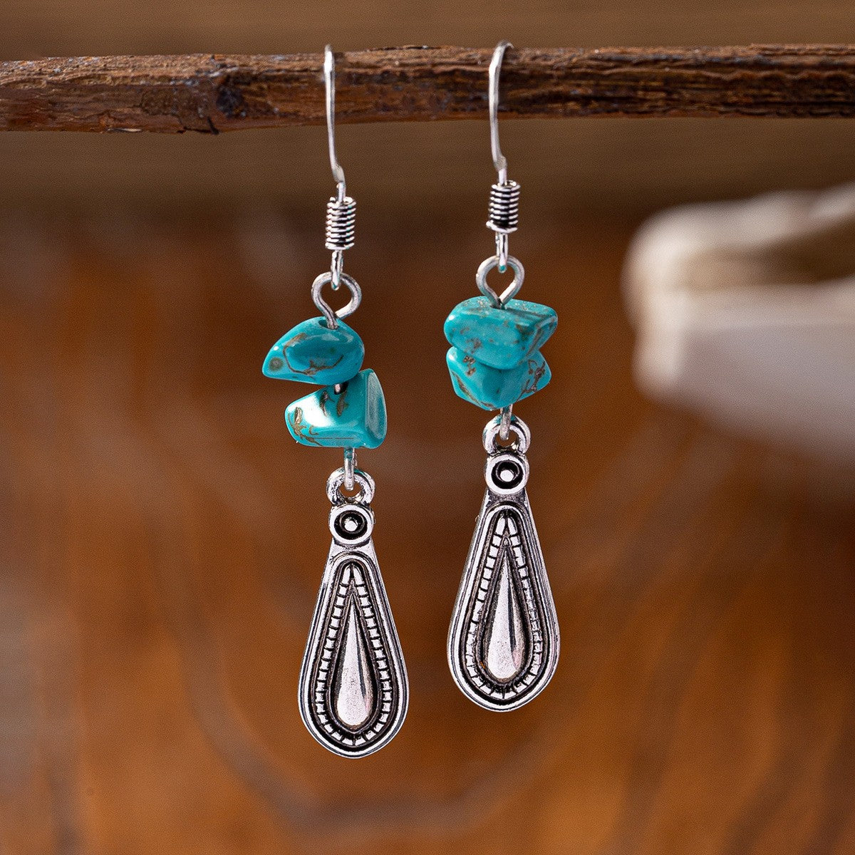 Boho Vintage Turquoise Charm Earring Set