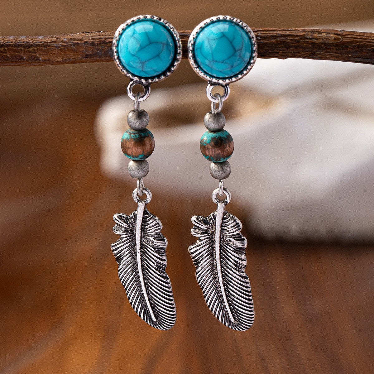 Boho Vintage Turquoise Charm Earring Set