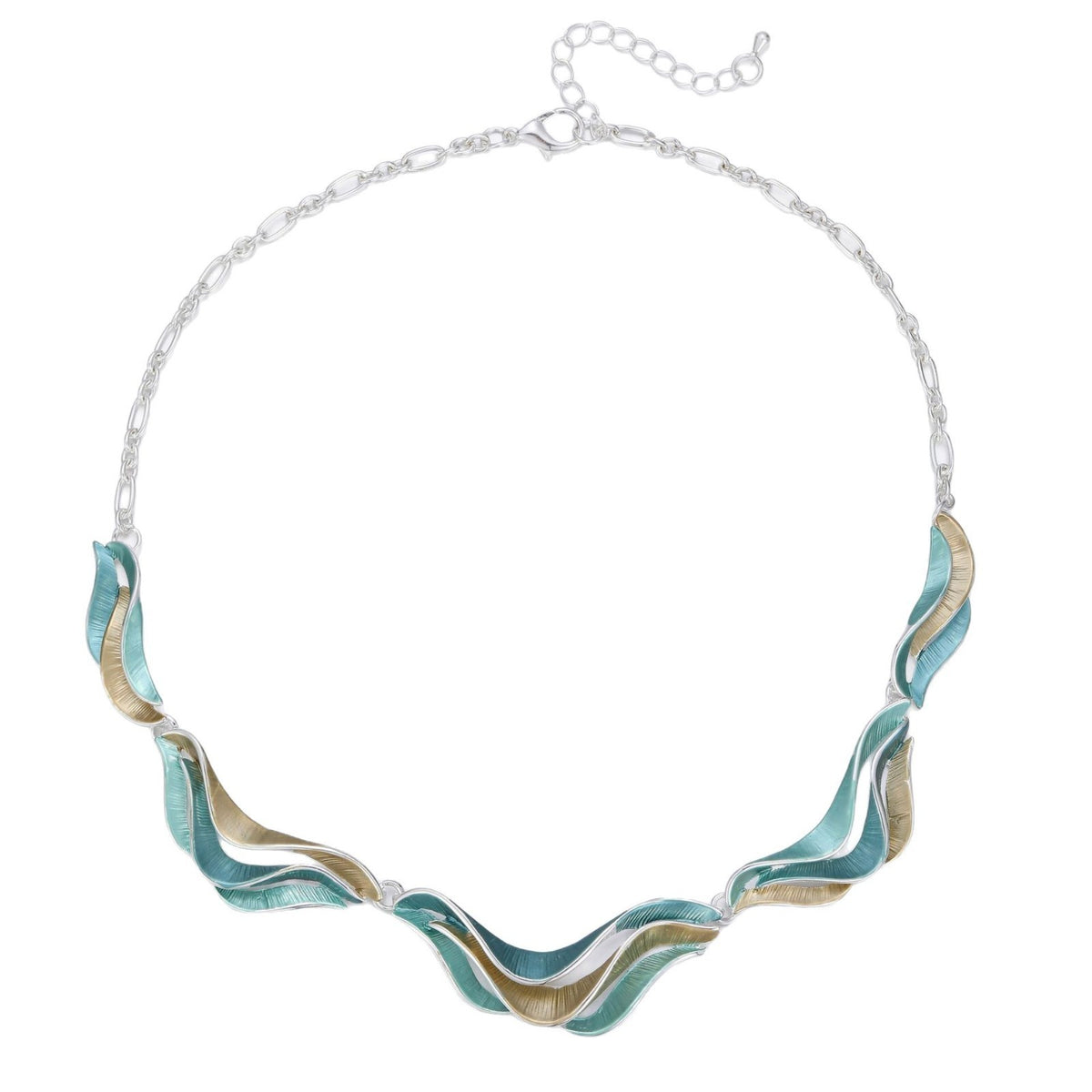 Classy Enamel Wave Necklace & Earring Set