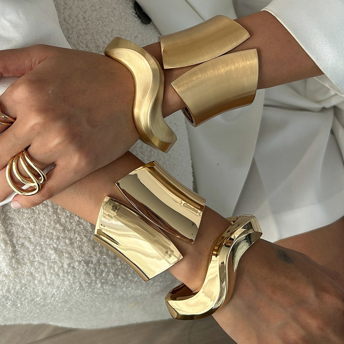 Classy Geometric Cuff Bracelet Set