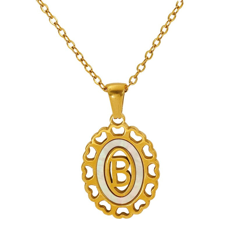 Classy Scalloped Oval Initial Necklace