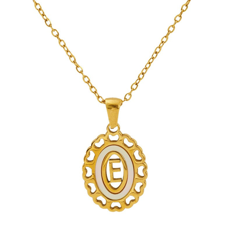Classy Scalloped Oval Initial Necklace