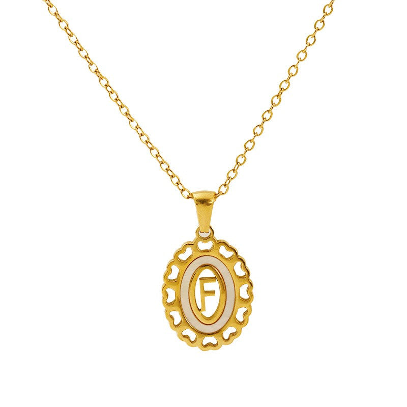 Classy Scalloped Oval Initial Necklace
