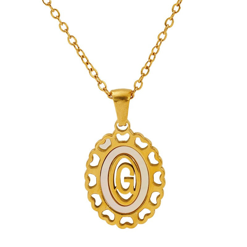 Classy Scalloped Oval Initial Necklace