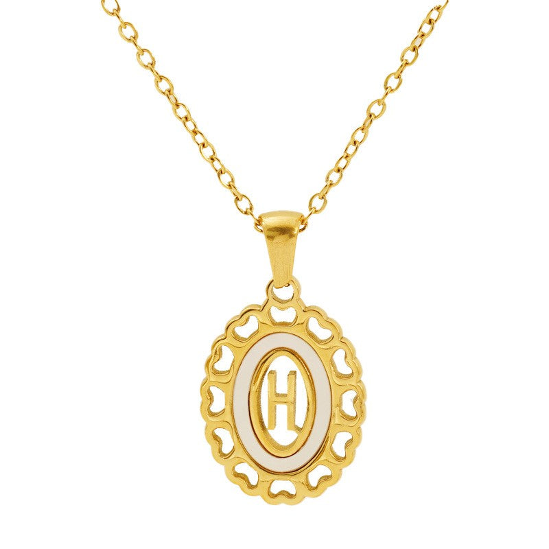 Classy Scalloped Oval Initial Necklace