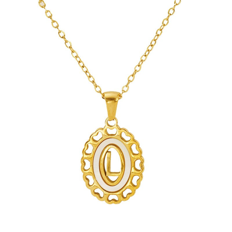 Classy Scalloped Oval Initial Necklace