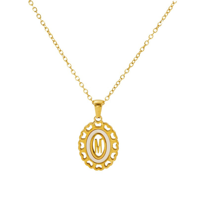 Classy Scalloped Oval Initial Necklace