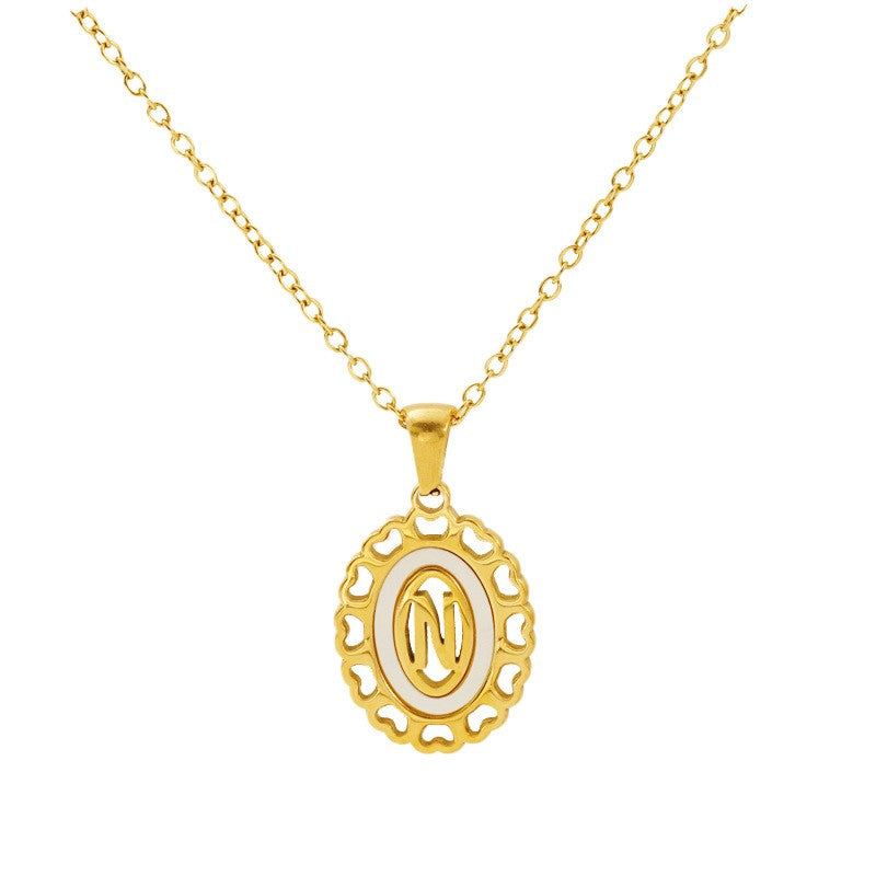 Classy Scalloped Oval Initial Necklace