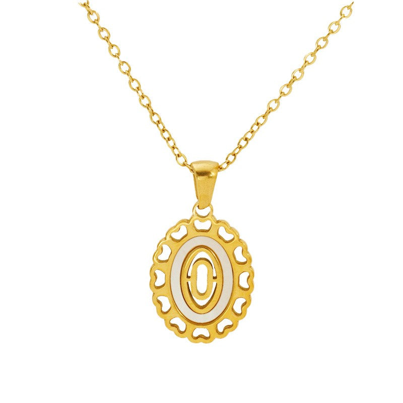 Classy Scalloped Oval Initial Necklace