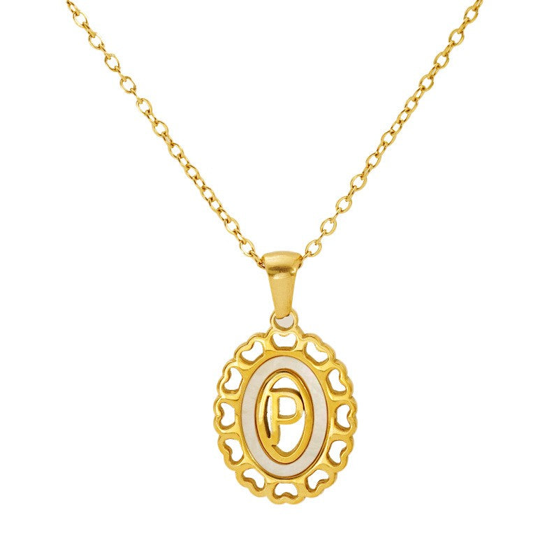 Classy Scalloped Oval Initial Necklace