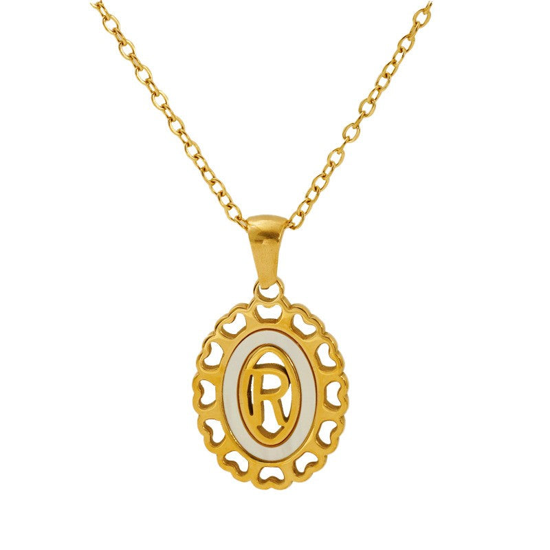 Classy Scalloped Oval Initial Necklace