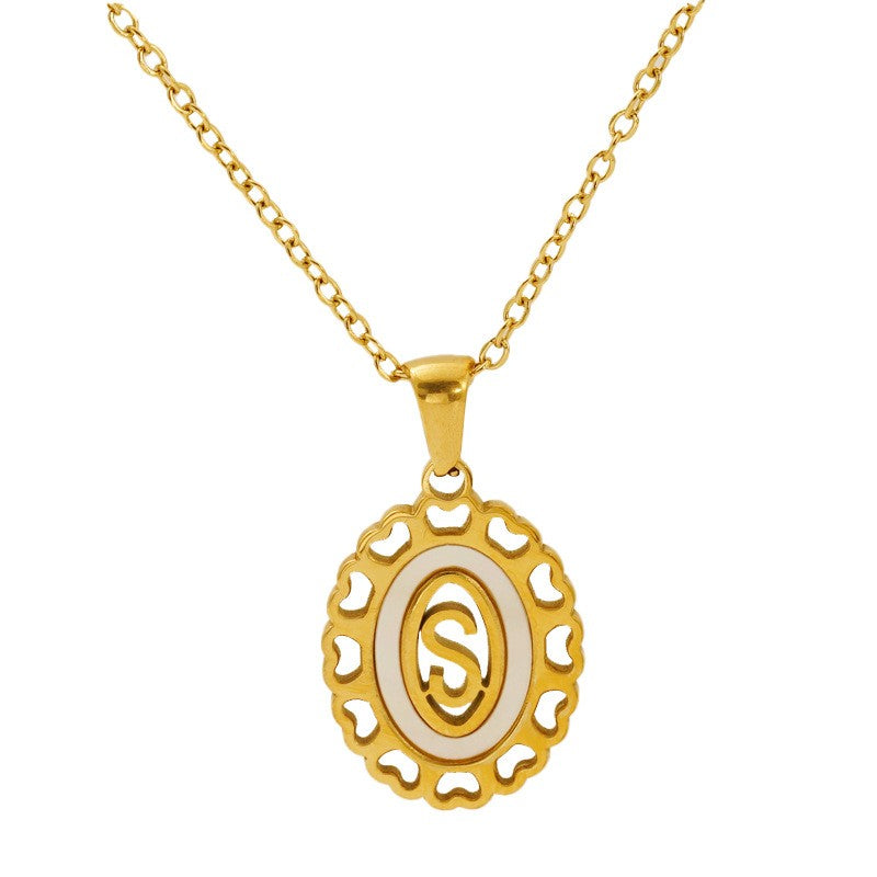 Classy Scalloped Oval Initial Necklace
