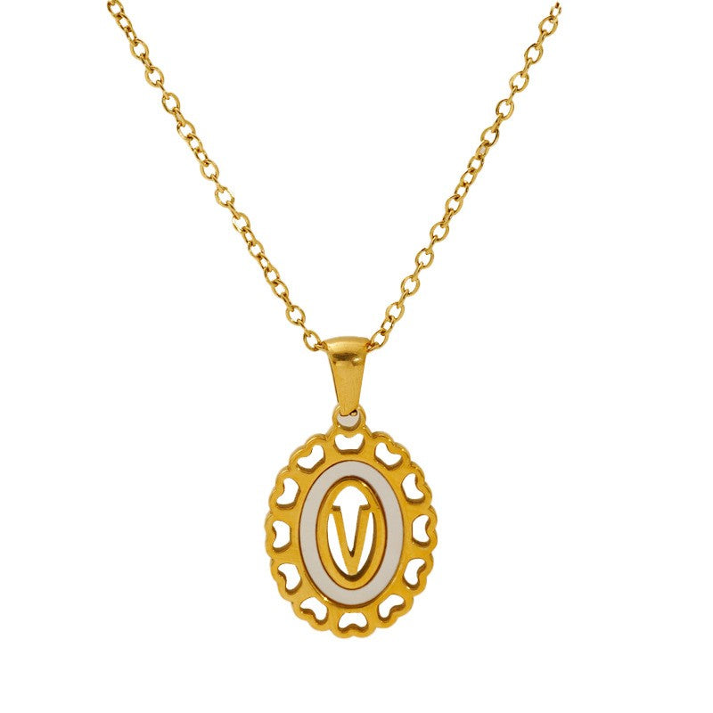 Classy Scalloped Oval Initial Necklace