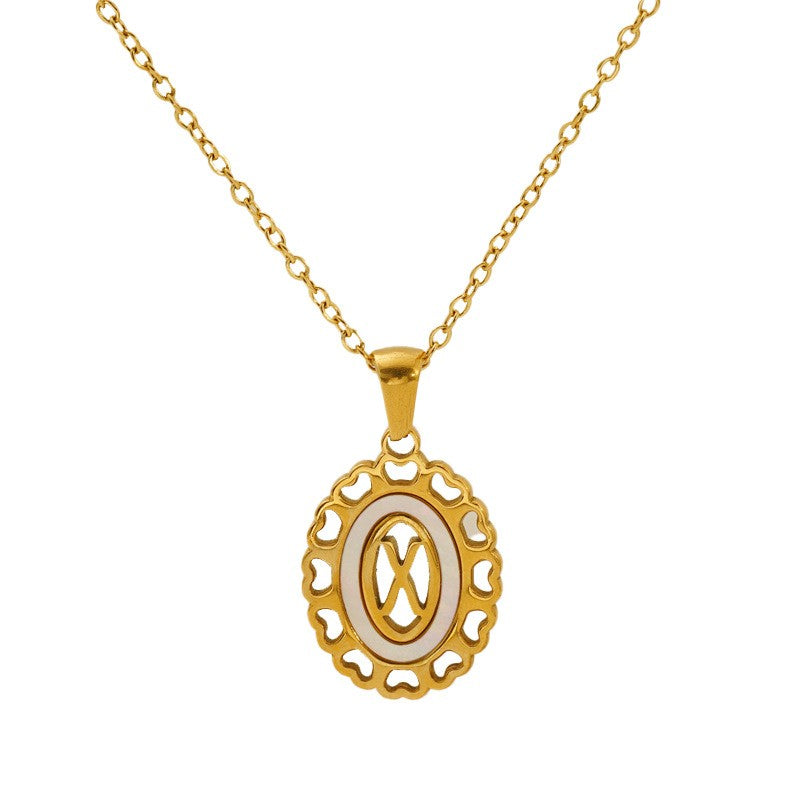 Classy Scalloped Oval Initial Necklace