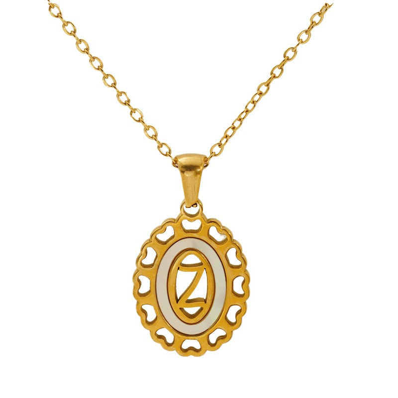 Classy Scalloped Oval Initial Necklace