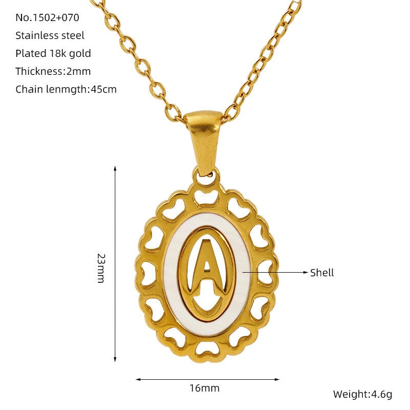 Classy Scalloped Oval Initial Necklace