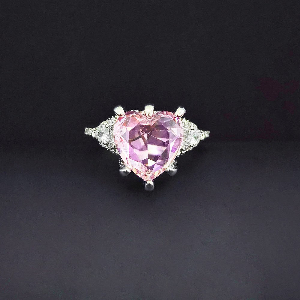 Romantic Pink Heart Stone Ring