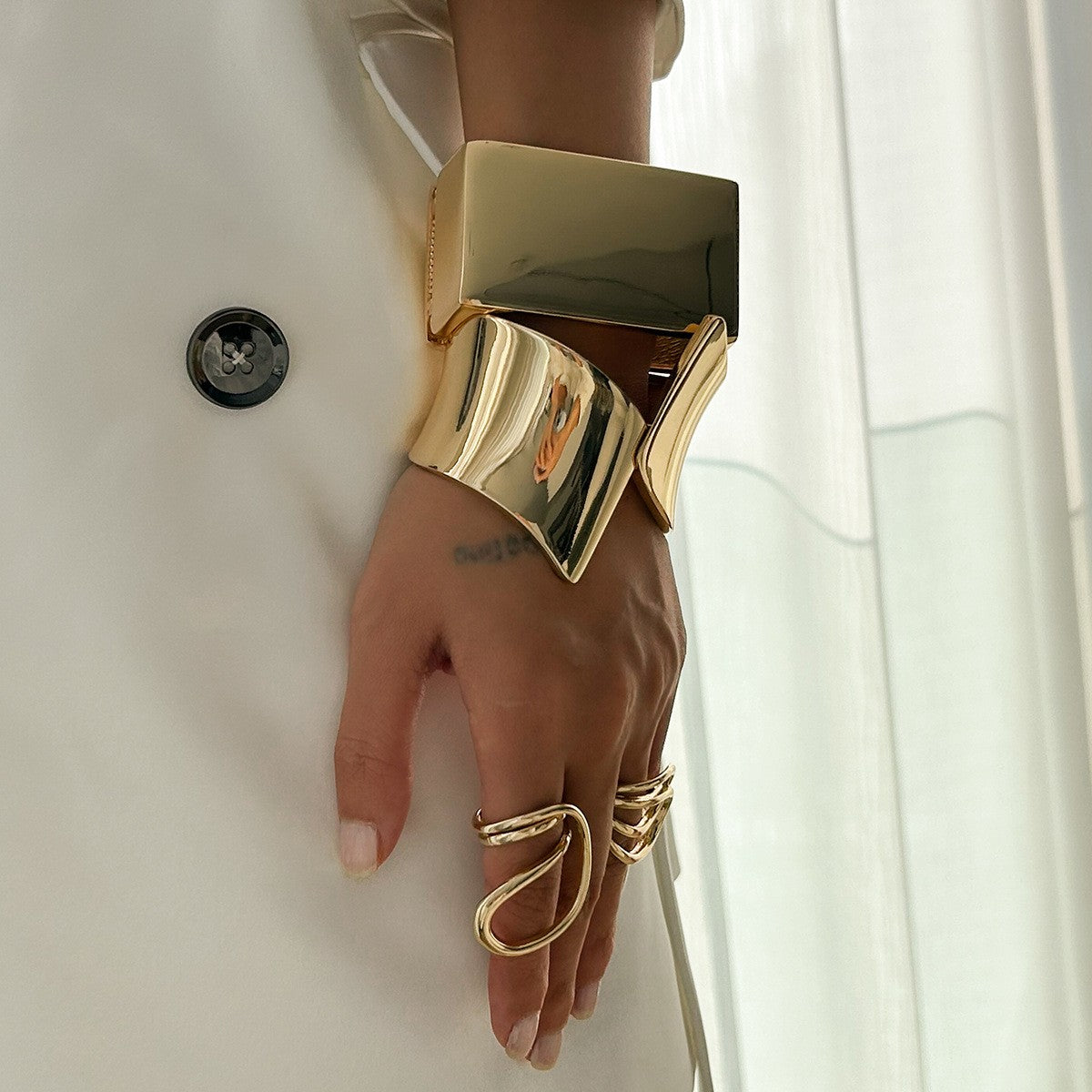 Statement Geometric Block Cuff Bracelet