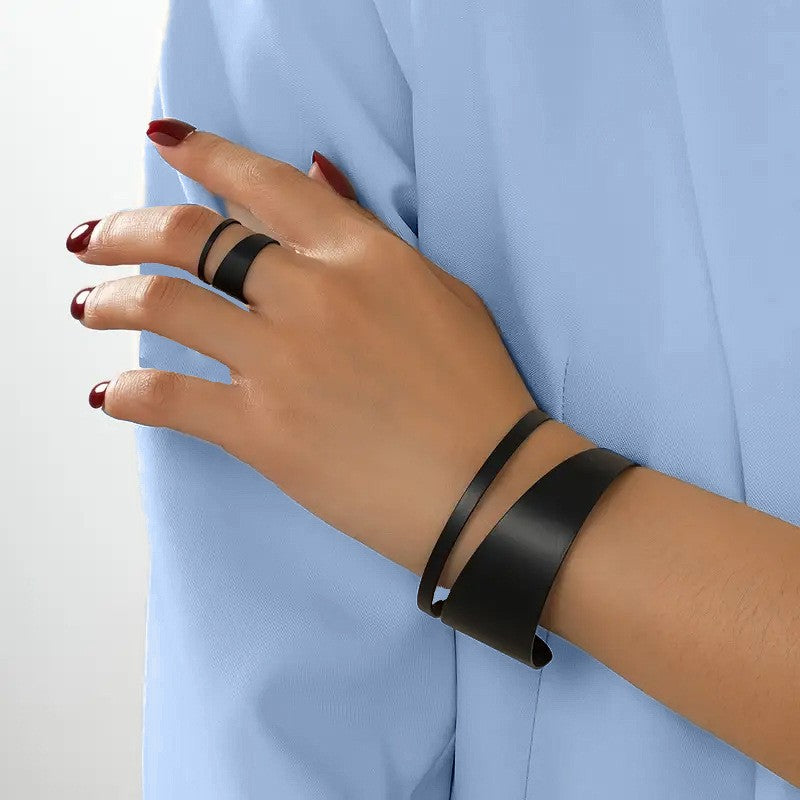 Classy Red Geometric Bangle and Ring Set