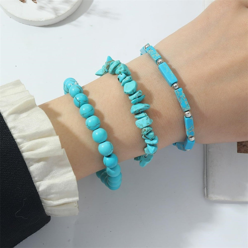 Boho Turquoise Mixed Bead Bracelet Set