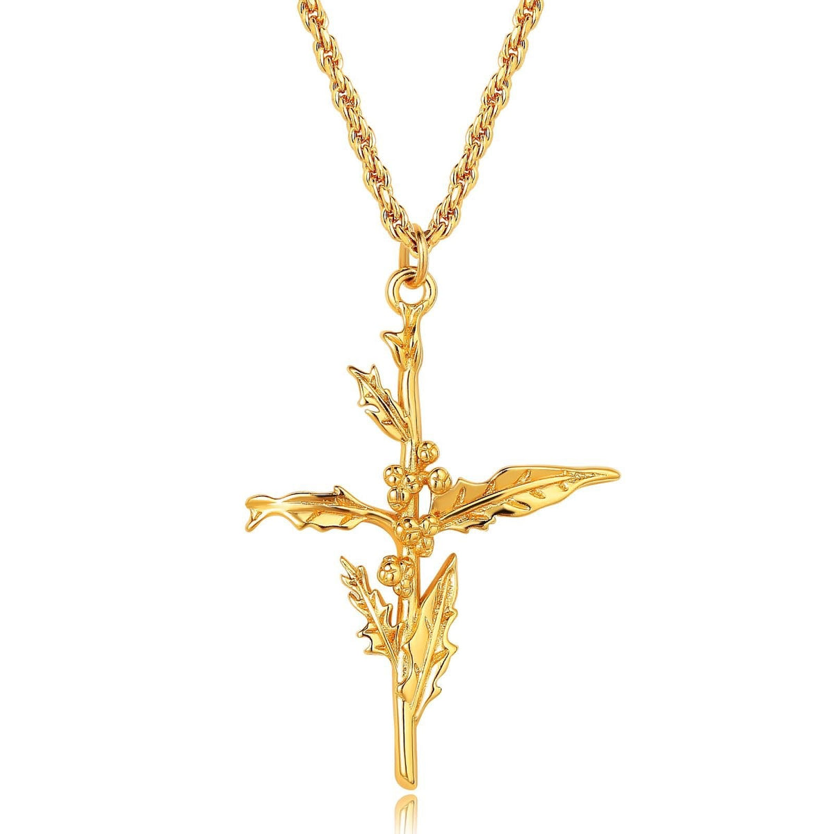 Dainty Floral Cross Pendant Necklace