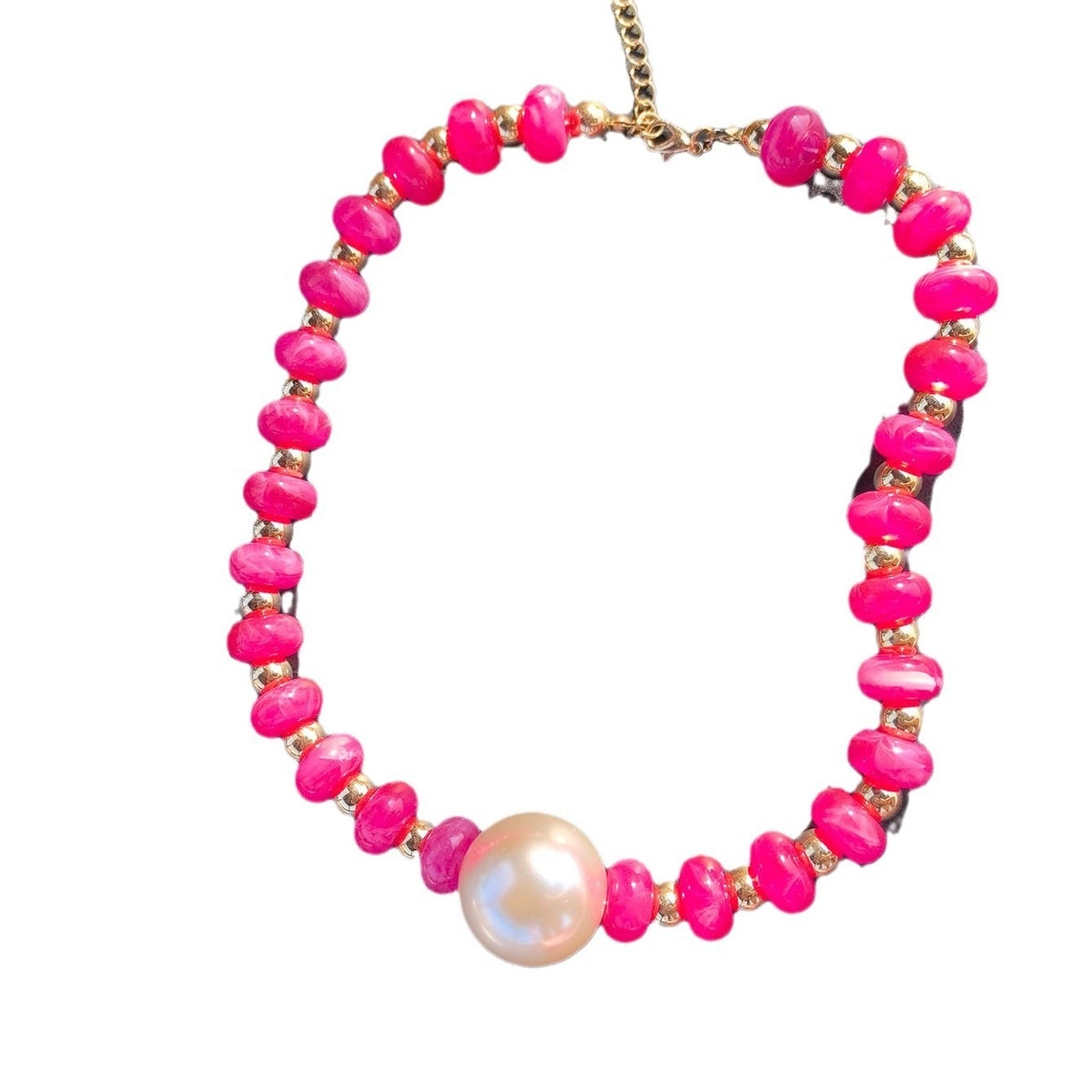 Boho Colorful Faux Pearl Beaded Necklace