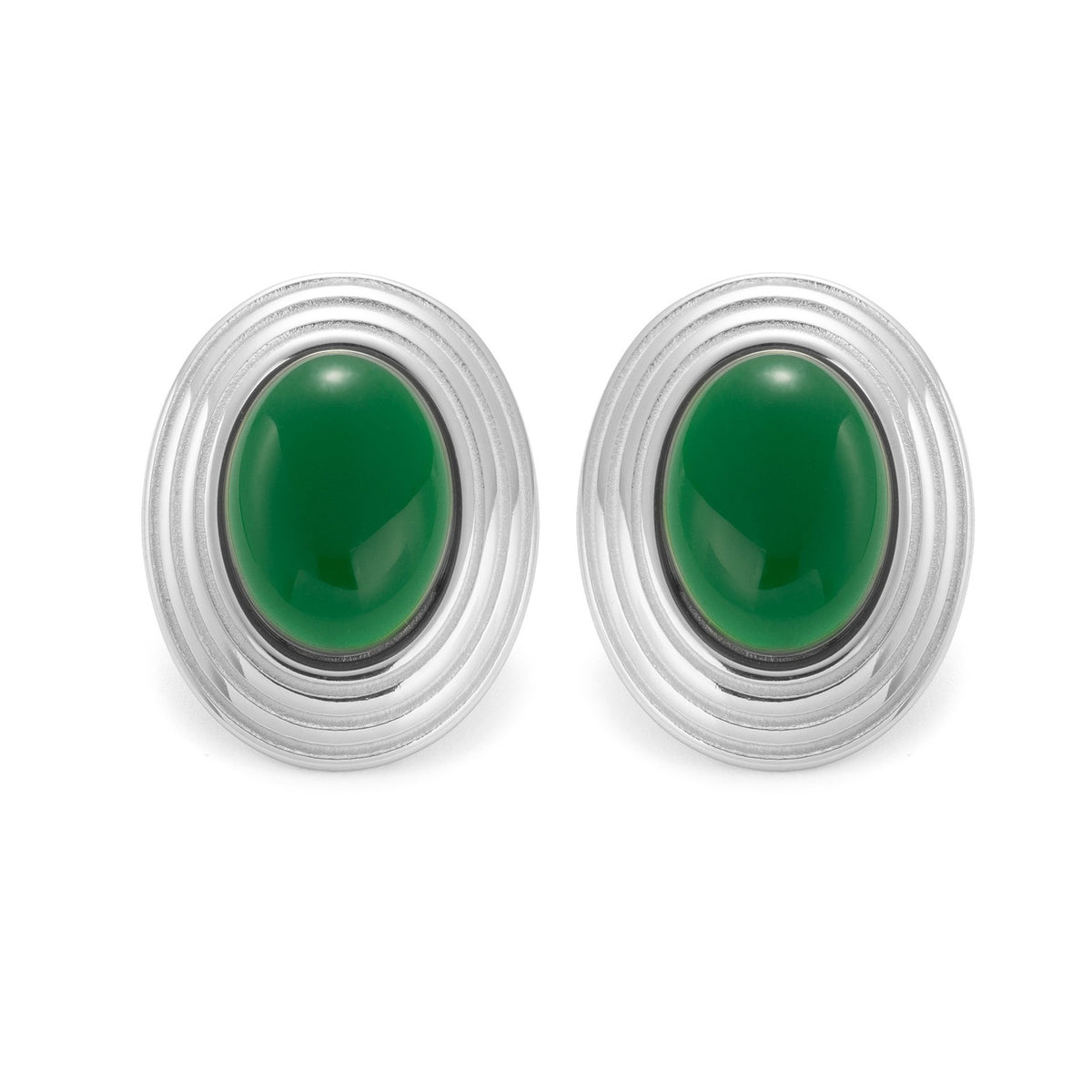 18k Classy Oval Gemstone Earring