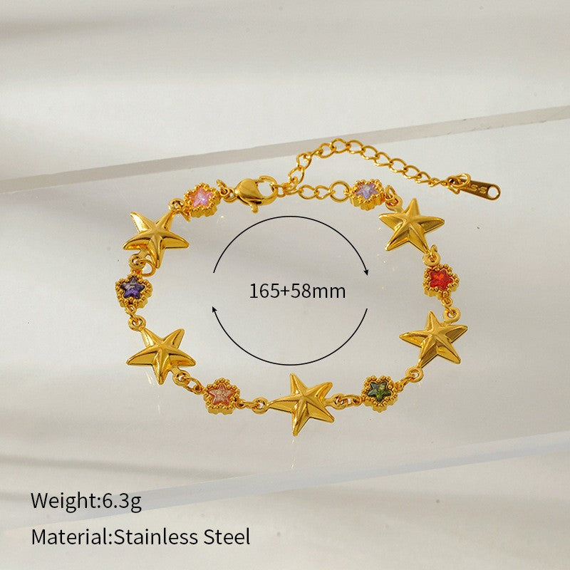 18k Dainty Floral Charm Bracelet