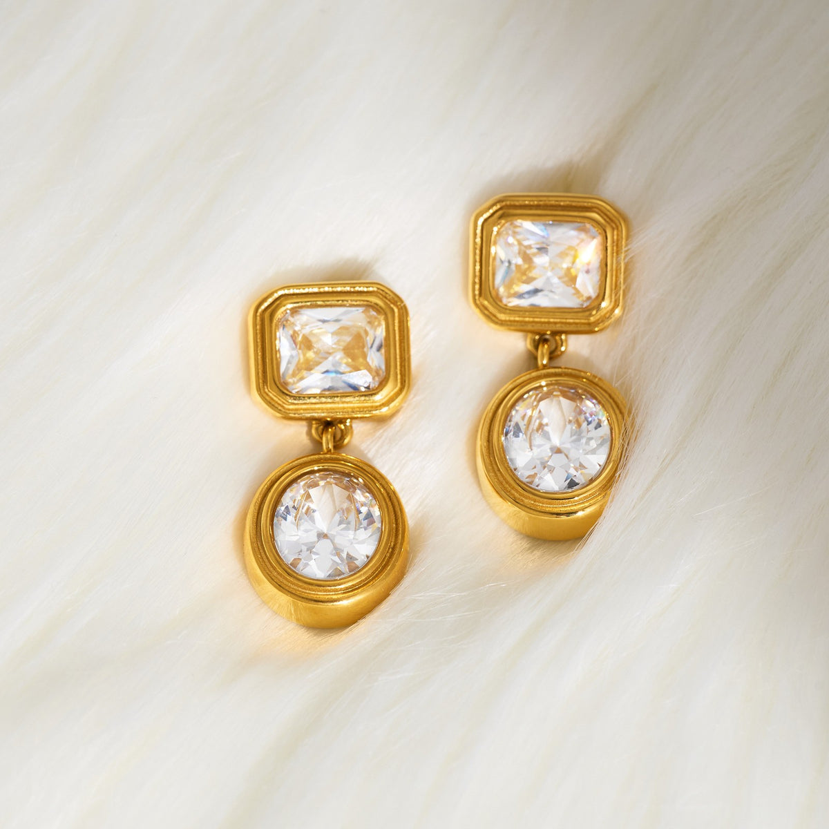 18k Classy Sea Blue Geometric Drop Earrings