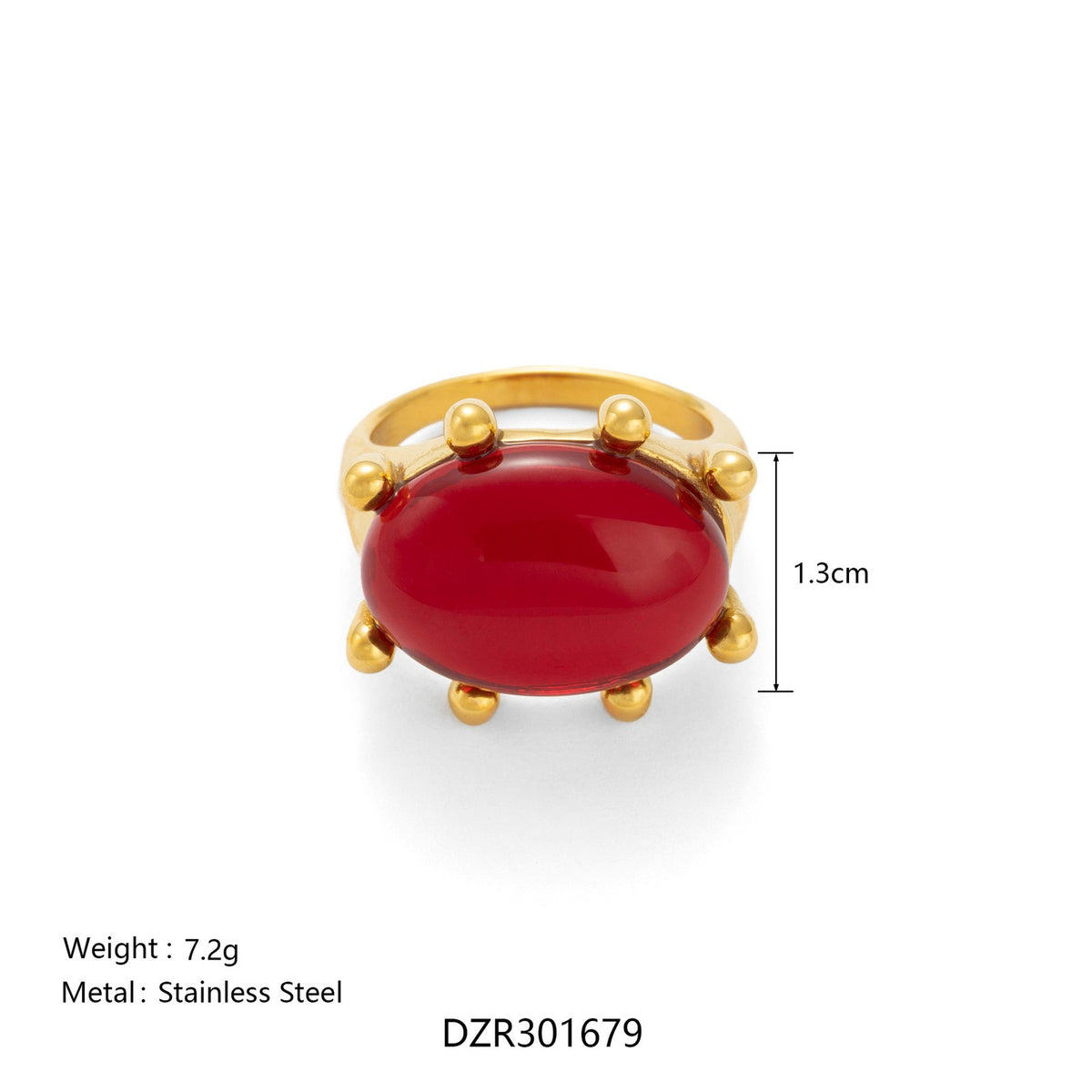18k Classy Oval Stone Ring
