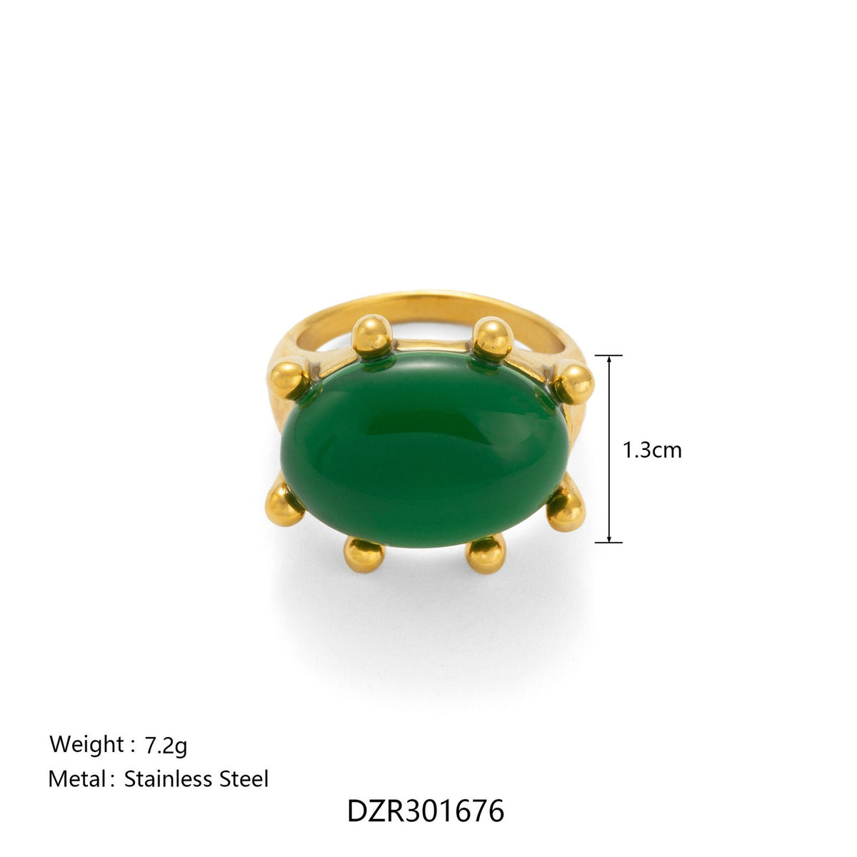 18k Classy Oval Stone Ring