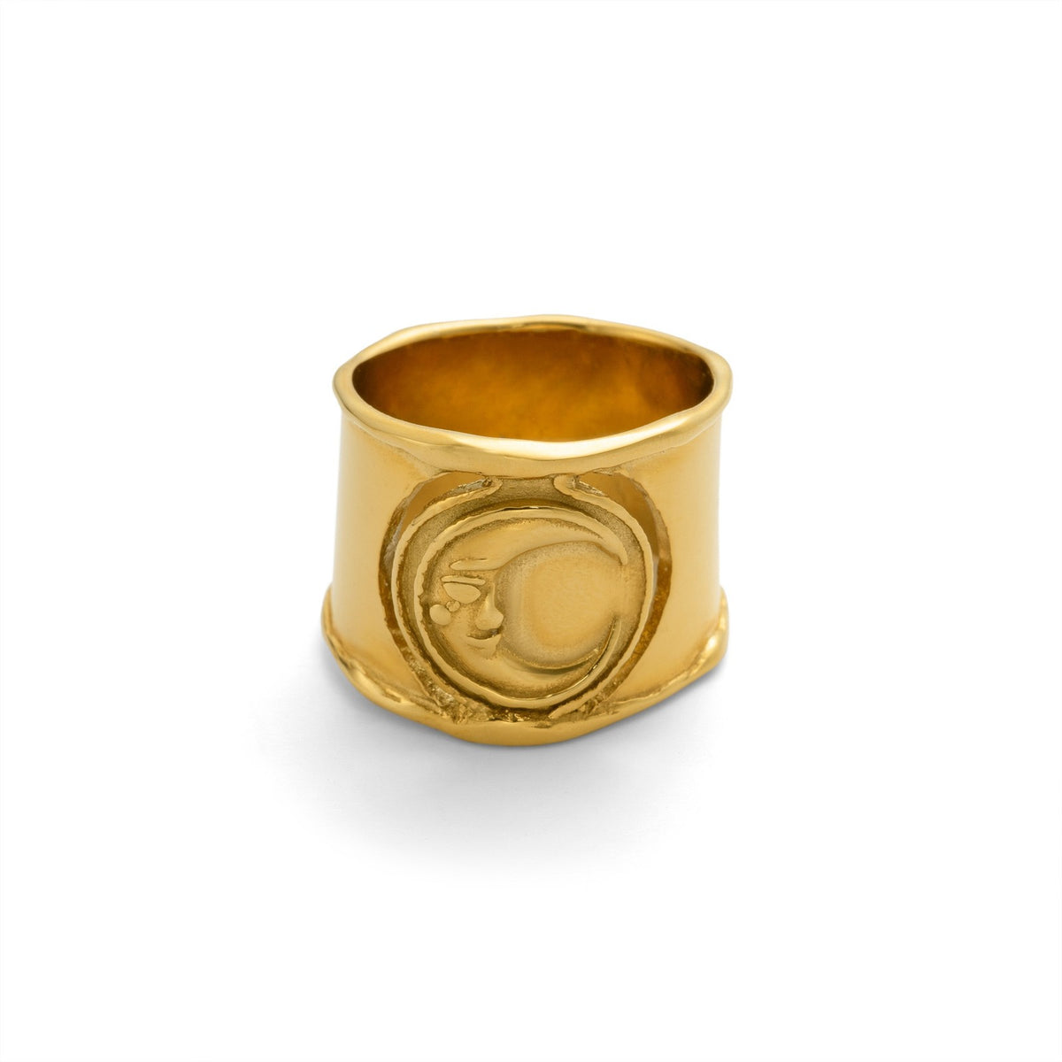 18k Classy Sun Motif Wide Band Ring