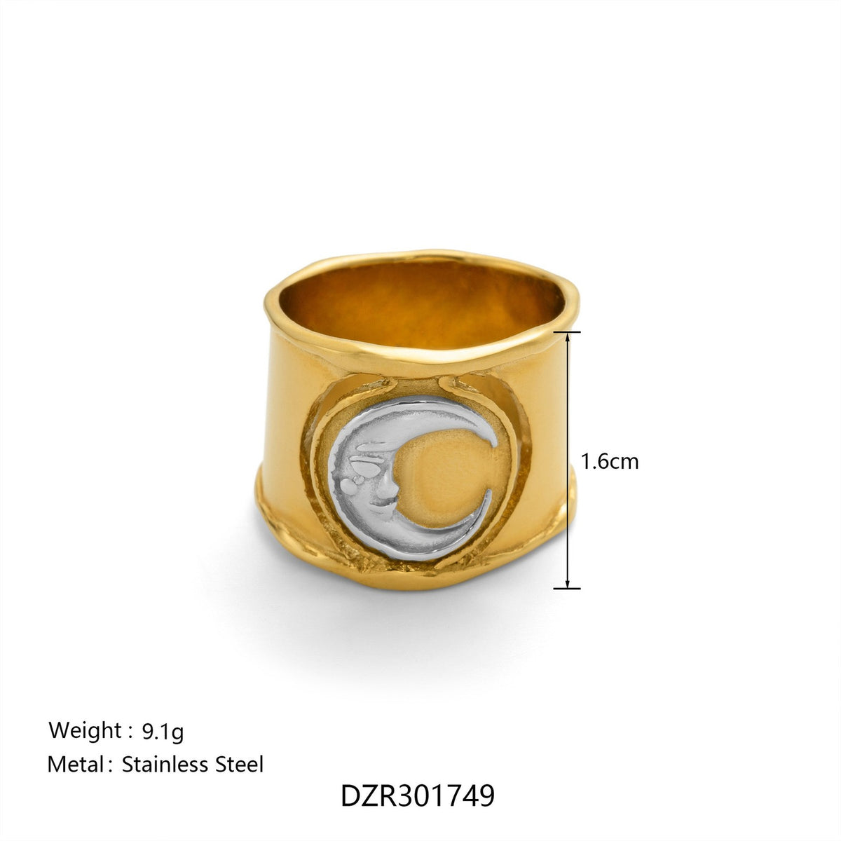 18k Classy Sun Motif Wide Band Ring