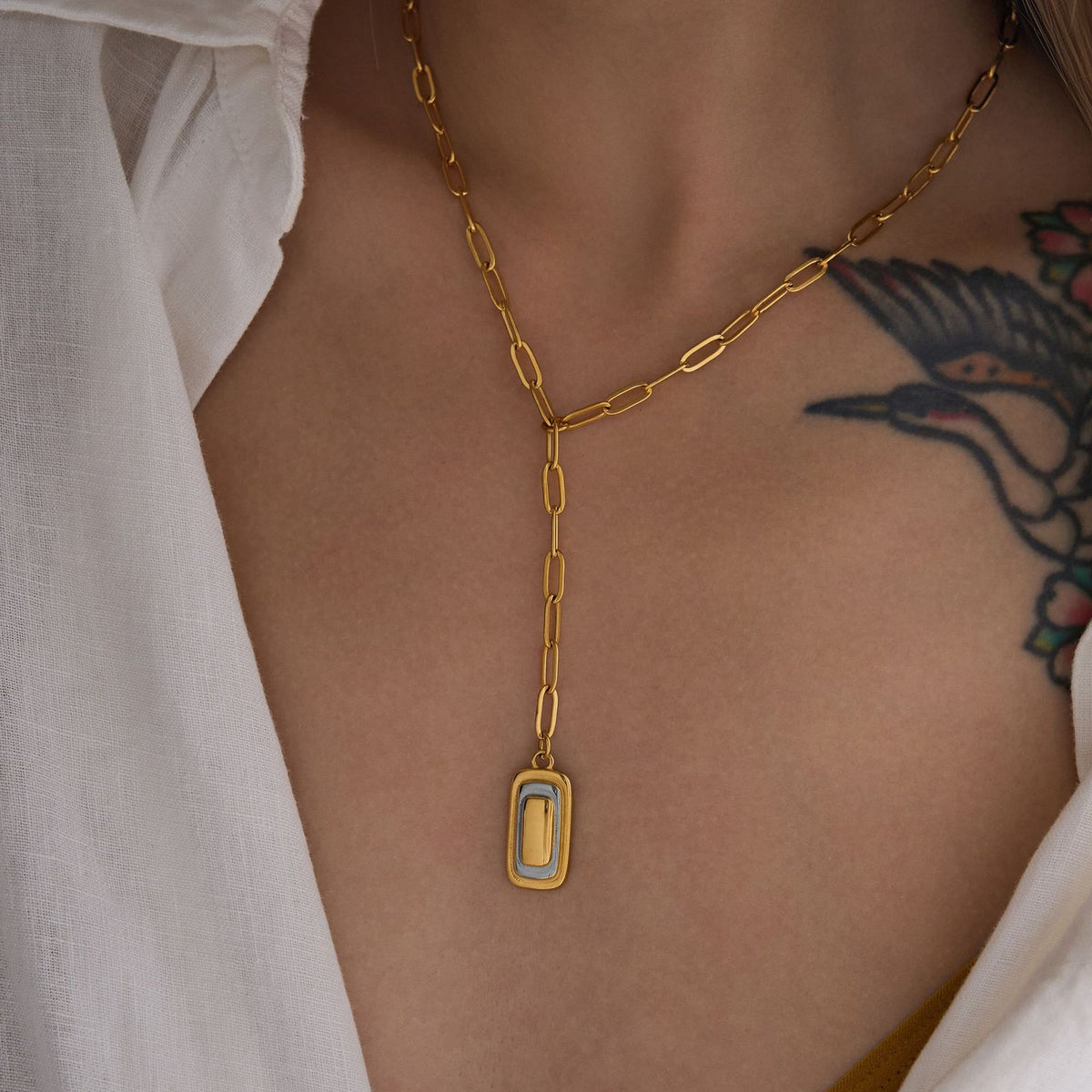 Classy Sugar Cube Paperclip Y-Necklace